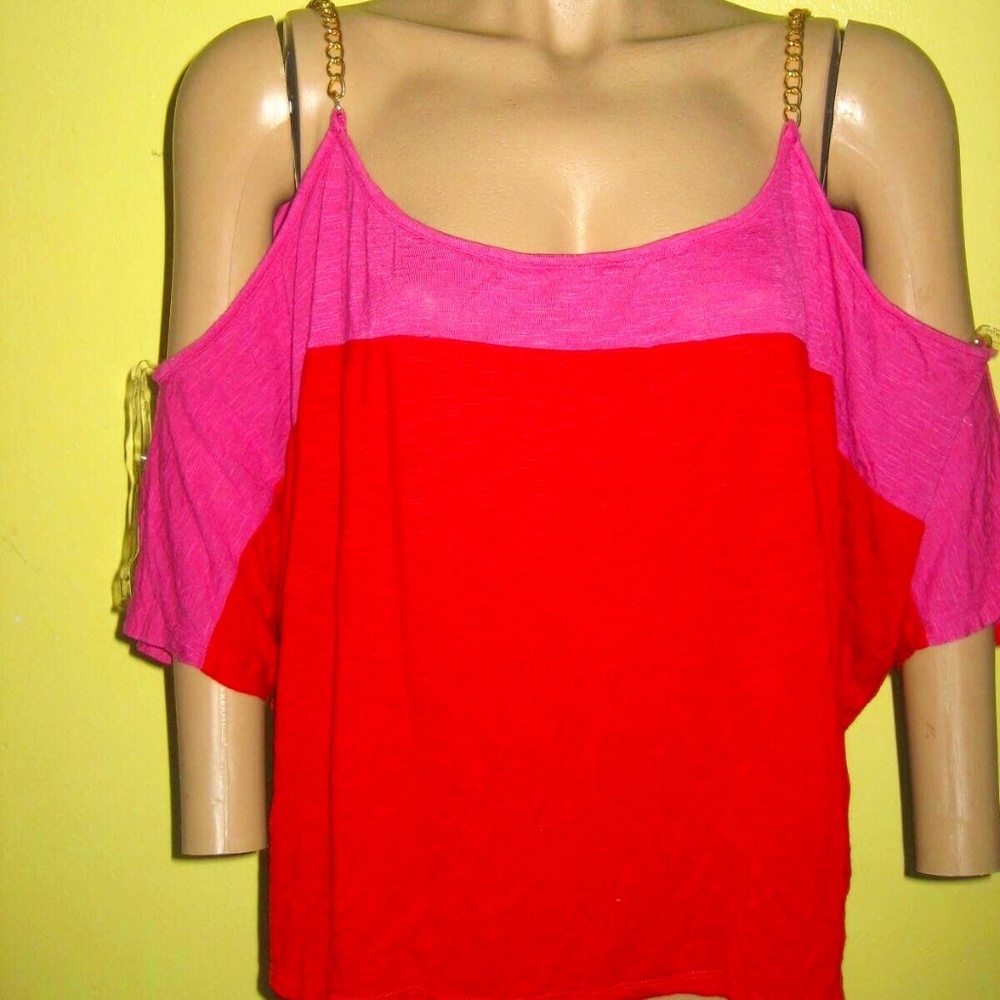 NEW BABY PHAT CHAIN GOLD Colorblock Blouse sz 1X PLUS SIZE